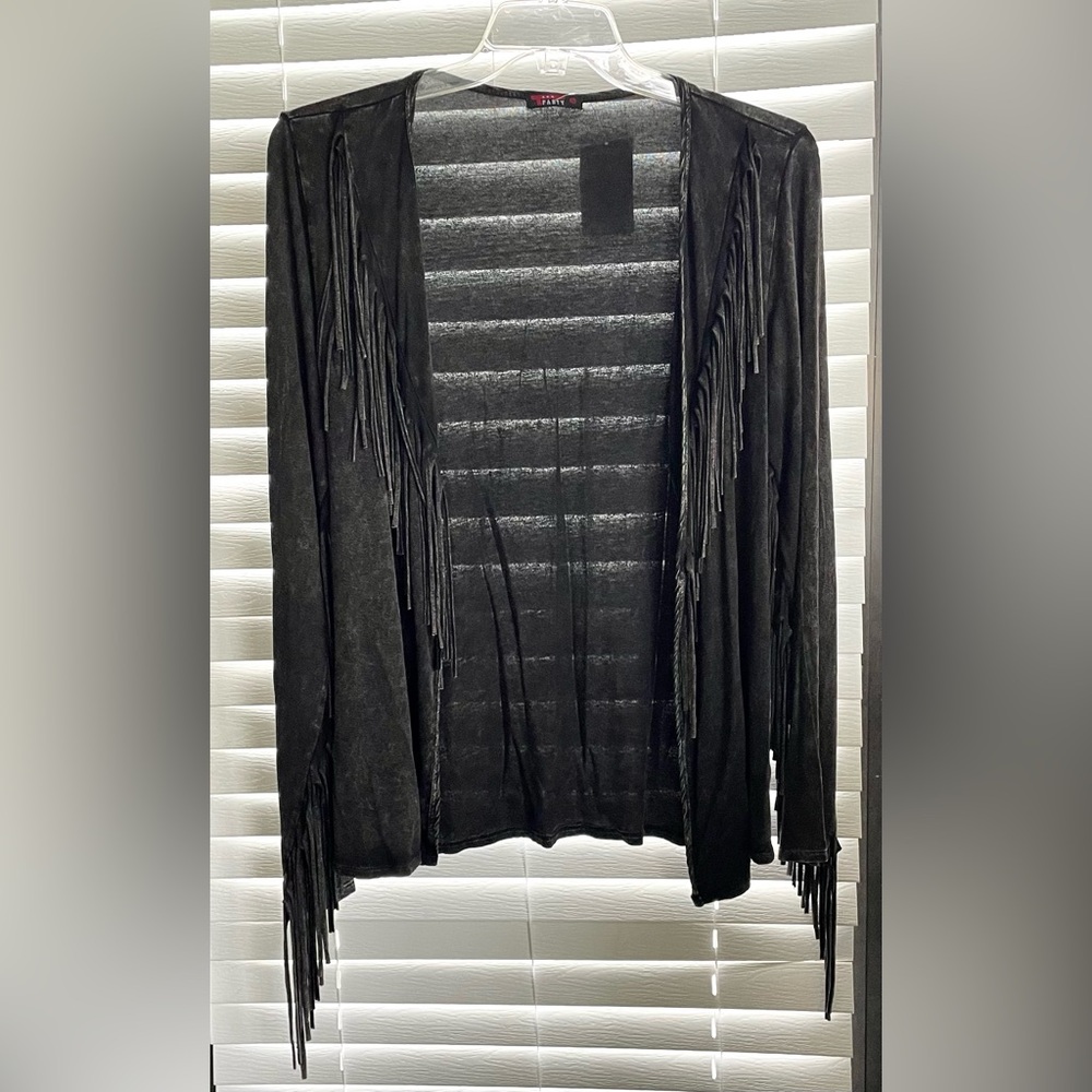 *NWT* T-Party Fringed Cardigan - Women’s Size S - Biker-Esque-Open Front-Gothic